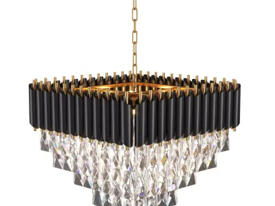 Black Gold Square Crystal Ceiling 3D model