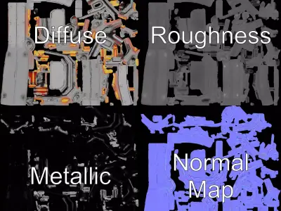 Futuristic SciFi Door model pack with LED strips Low-poly 3D model