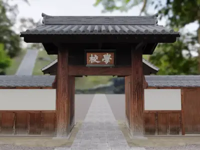 Old japanese gate Free 3D model
