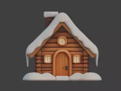 Stylized Christmas Gingerbread House 3D Model Low-poly 3D model