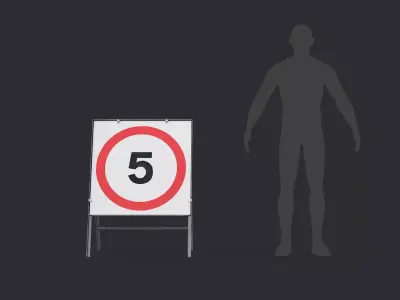 Speed Limit 5 Miles Square Road Sign Low-poly 3D model