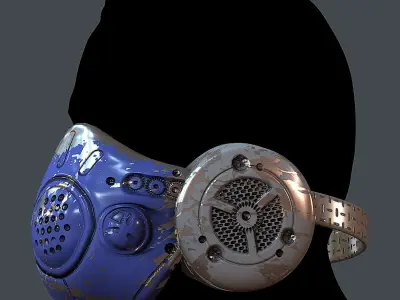 Gas mask helmet 3d model scifi Low-poly Low-poly 3D model Low-poly 3D model