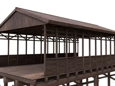 Wood Bridge Low-poly 3D model