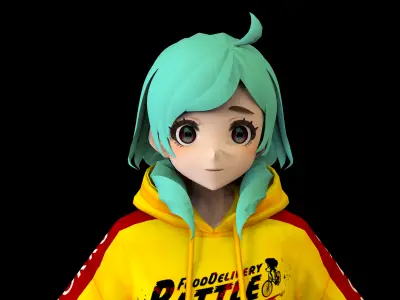 game ready Low Poly Anime Character 3