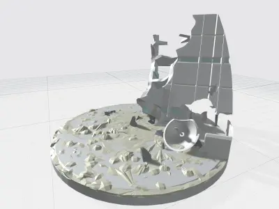 -MBS01F-AM Mecha Battle Scene 01 Building Aftermath 3D print model