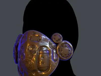 Gas mask helmet scifi Low-poly character art game space  Low-poly 3D model 6