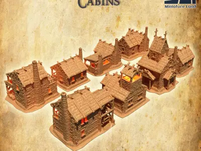 Modular Forest Cabins Tabletop Terrain 28 MM 3D print model