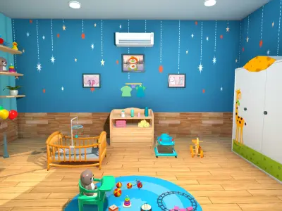 Baby Room Lowpoly Low-poly 3D model