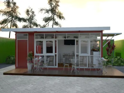 mini Cafe shipping container 20ft 3D model