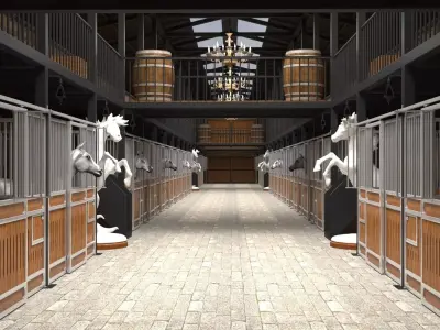 High-Poly Horse Stable  3D model