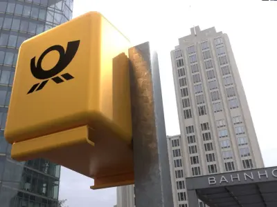 Public Mailbox 1 Low-Poly Re-Textured Version Low-poly 3D model