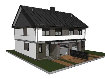 double house for two families with garage 3D model