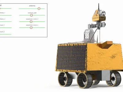  Autonomous Lunar Rover with Solar Panels Rigged 