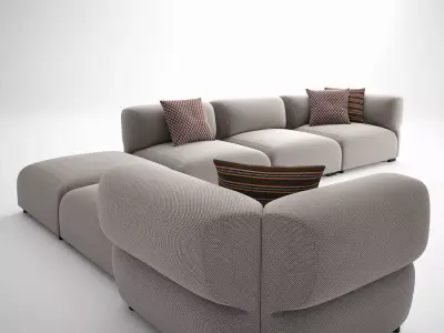 Butterfly sectional sofa with pillows 3D model