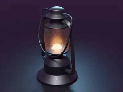 Old Latern and Glass Low-poly 3D model