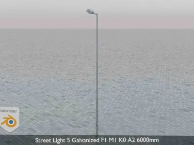 Street Light 5 Galvanized F1 M1 K0 A2 6000mm  Low-poly 3D model
