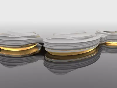 Futuristic building 3D model Low-poly 3D model