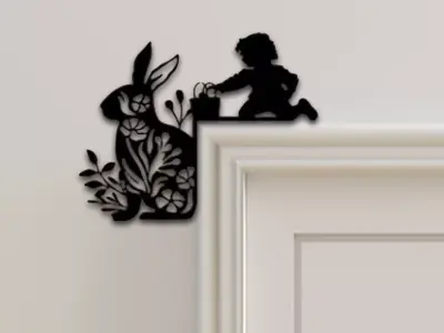 Rabbit Door Corner Decor 3D print model 7