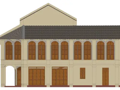 Malaysia Shophouse Corner 1760 Heritage Colonial Architecture 3D model