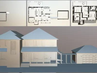 Furnished Suburban House 3D model