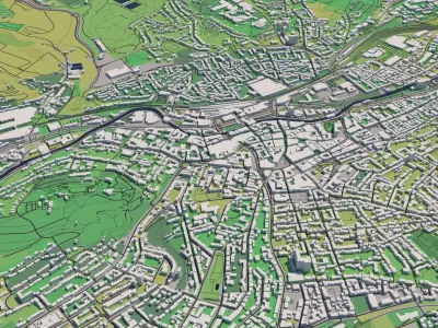 Wuppertal Germany 30x30km 3D City Map 3D model
