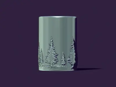  candle with a picture of fir trees 3D print model