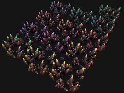 Rocks Crystals Gems Pack for Cave Dungeon  Mine Low-poly 3D model
