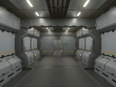 Sci-Fi Corridor 001 Concept Low-poly 3D model