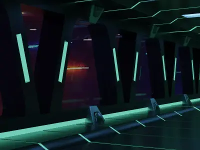 Sci-Fi corridor 3D model 6