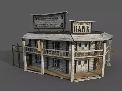 Western Bank Low-poly 3D model