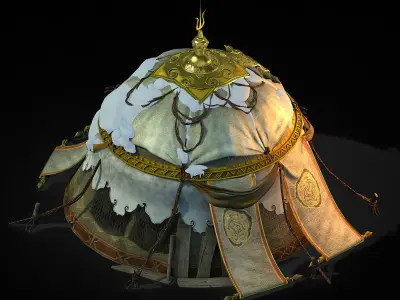 Yurt-tent-red style 01 3D model