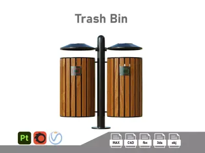 Outdoor Trash Bins 01 Low-poly 3D model