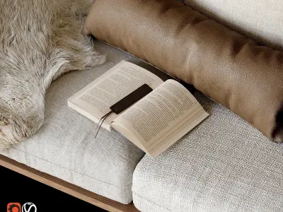 Window seat and pillows 3D model