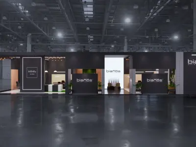 10x25 Exhibiton Stand 3D Model 3 Sides Open Booth 3D model