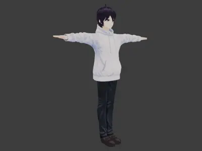 SciFi 3d anime kawaii boy character c22 Low-poly 3D model