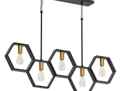 MODERN HEXAGON LINEAR CHANDELIER 3D model
