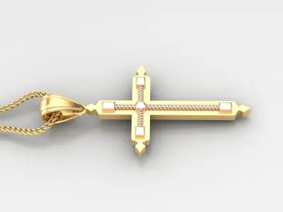 High Cross Pendant Light Gold 18K 4CP065 3D print model