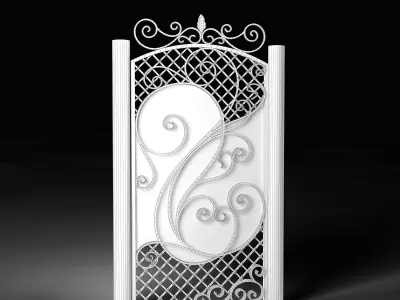 Wrought Iron Gate with Decorative Scrollwork 3D model