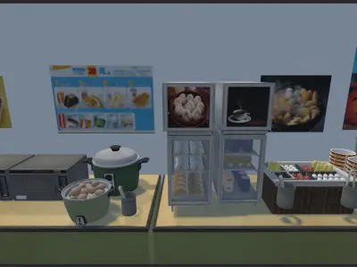 Japan Convenience store Low-poly 3D model