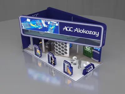 Exhibition stand 3D model 12x6 mtr 3 sides Mezzanine Stand 3D model