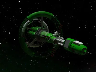 Spacecraft spaceship in space Low-poly 3D model