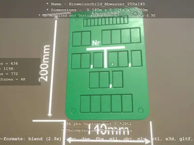 Hinweisschild Abwasser 200x140mm Low-poly 3D model