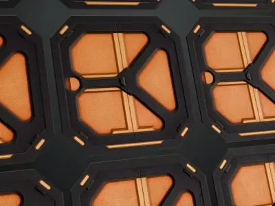Orange Black Sci-Fi Door Transparent PBR Seamless Texture