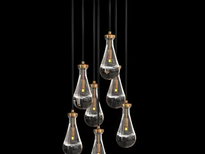 RAIN ROUND CHANDELIER 18 3D model