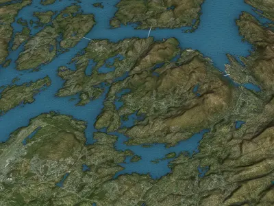 Bergen - Topography Terrain Low-poly 3D model