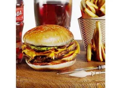 BurgerSet Low-poly 3D model