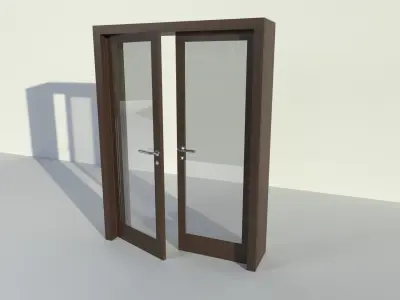 Doors Wood and Glass Low-poly 3D model