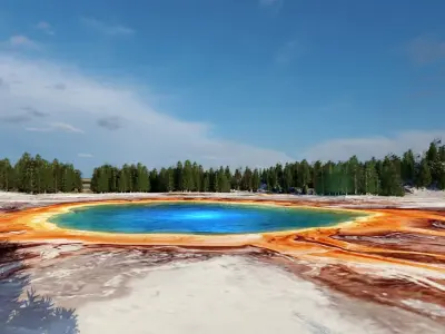 Grand Prismatic Spring Landscape 3D model