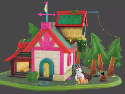 Christmas House  Low-poly 3D model