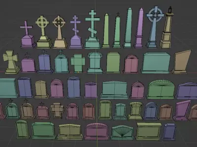 Tombstone Assets Low-poly 3D model
